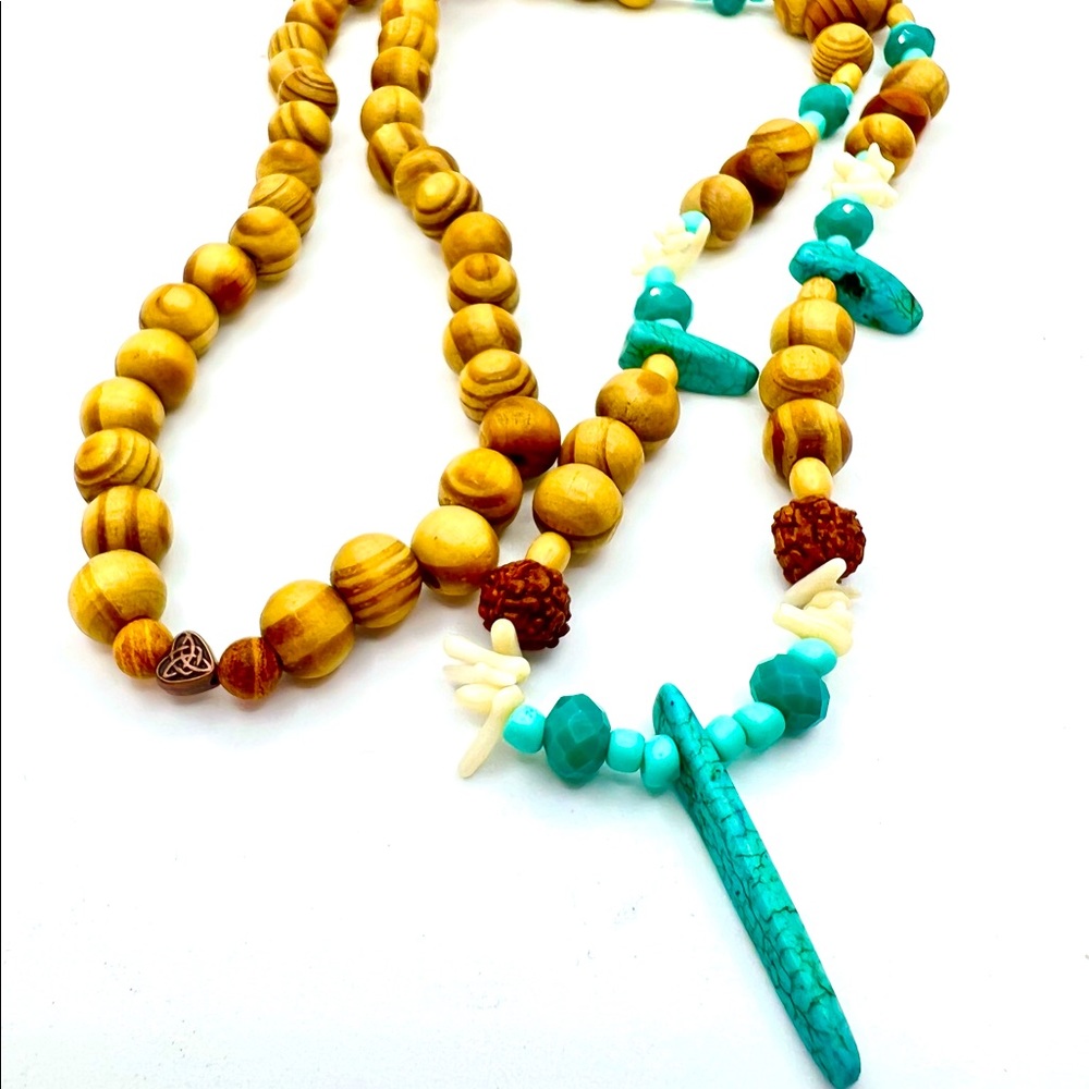 Boho wood necklace handmade